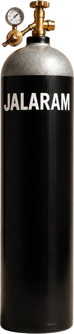 Jalaram Carbon Dioxide gas cylinder — Black body, silver shoulder
